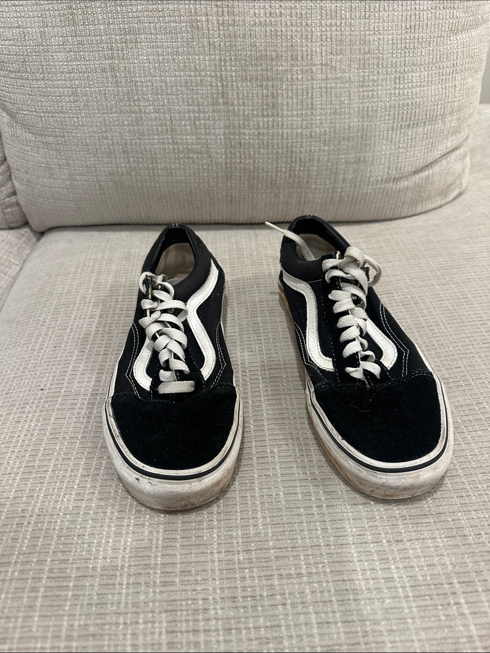 Vans Black and White Old Skool Low-Top Sneakers